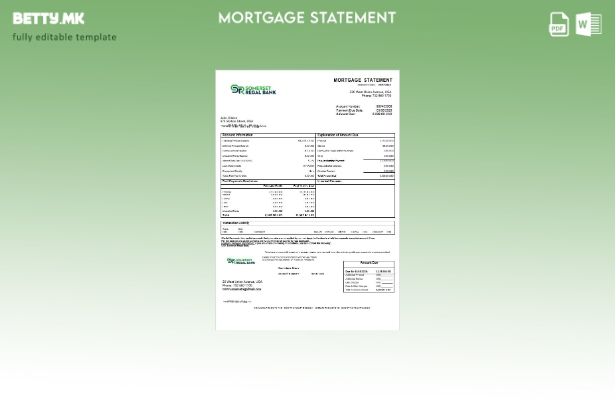 модерен стил на САД Сомерсет Регал банка изјава за хипотека во Word и PDF формат